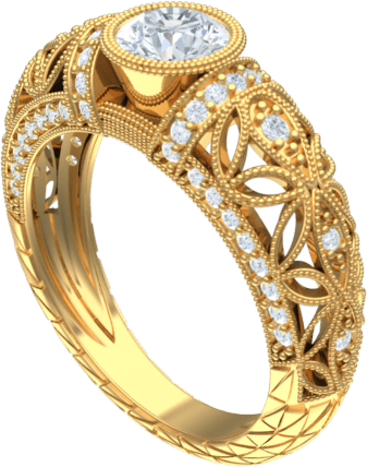 Bezel Set Filigree Engagement Ring