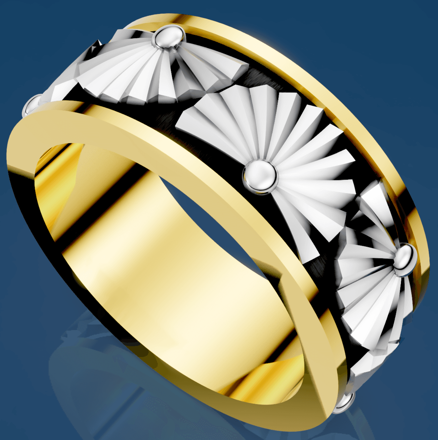 Radiant Fan-Pattern Wedding Band